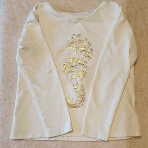 Lilly Pulitzer White Tee with Gold Seahorse
